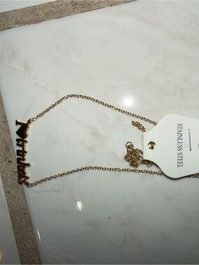 Personalized Gold Name Necklace - Stainless Steel Script Pendant